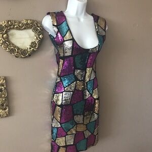 Multicolor Sequin Mosaic Dress